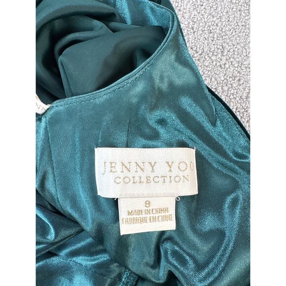 Jenny Yoo Collection Ellis Velvet Dress Open Back Formal Holiday Emerald Green 8 - Picture 5 of 8